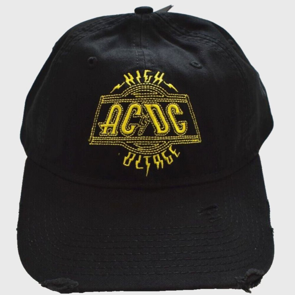 AC/DC Mens AC DC High Voltage Distressed Hat Baseball Cap New With Tags